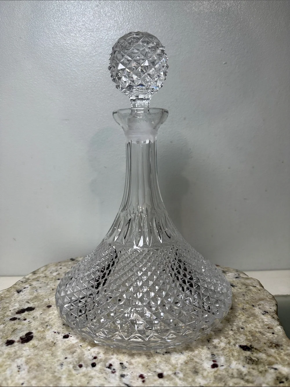 Antique Fine Quality Cut Crystal Lead Ships Decanter 1920s England